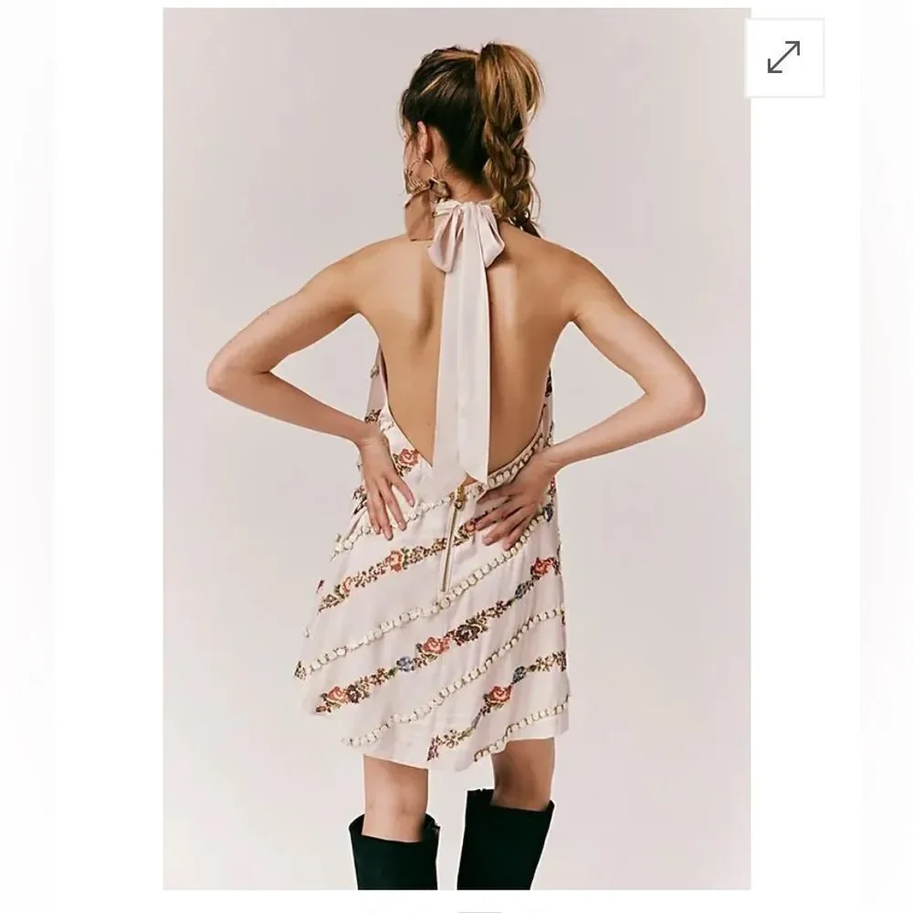 FREE PEOPLE  Rene Embroidered Mini Dress Medium
